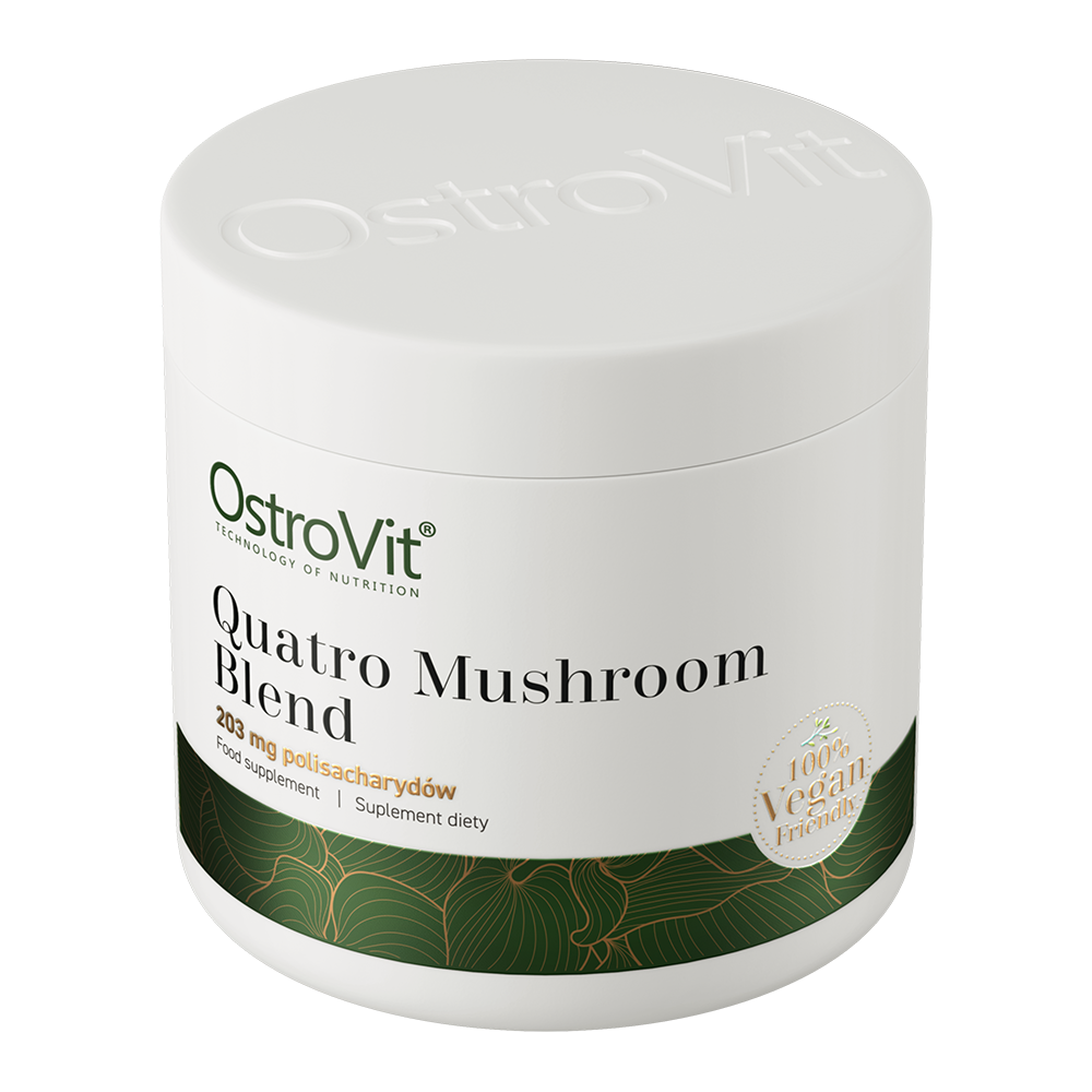OstroVit Gyógygomba komplex por, 100 g, Quatro Mushroom Blend, elülső csomagolás