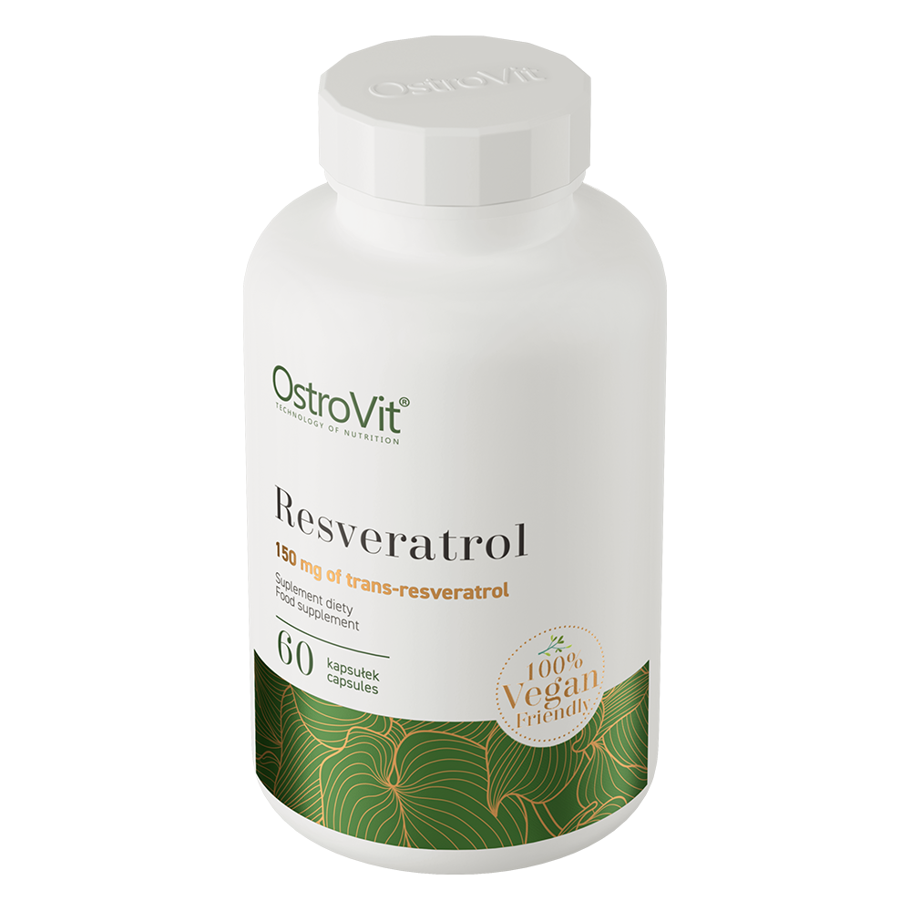 OstroVit Resveratrol 125 mg, 60 kapszula, hátoldali címke és termékinformációk