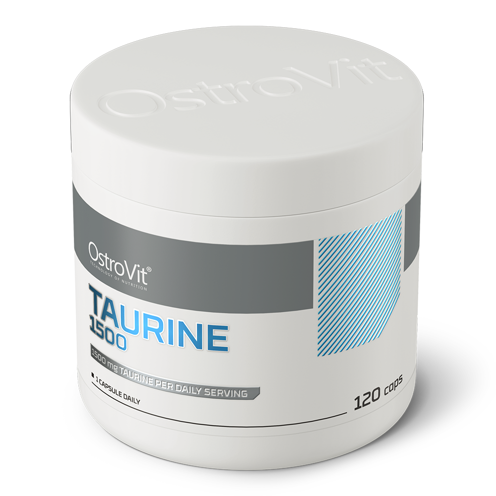 OstroVit Taurin 1500 mg, 120 kapszula, Taurine, hátoldali címke és termékinformációk