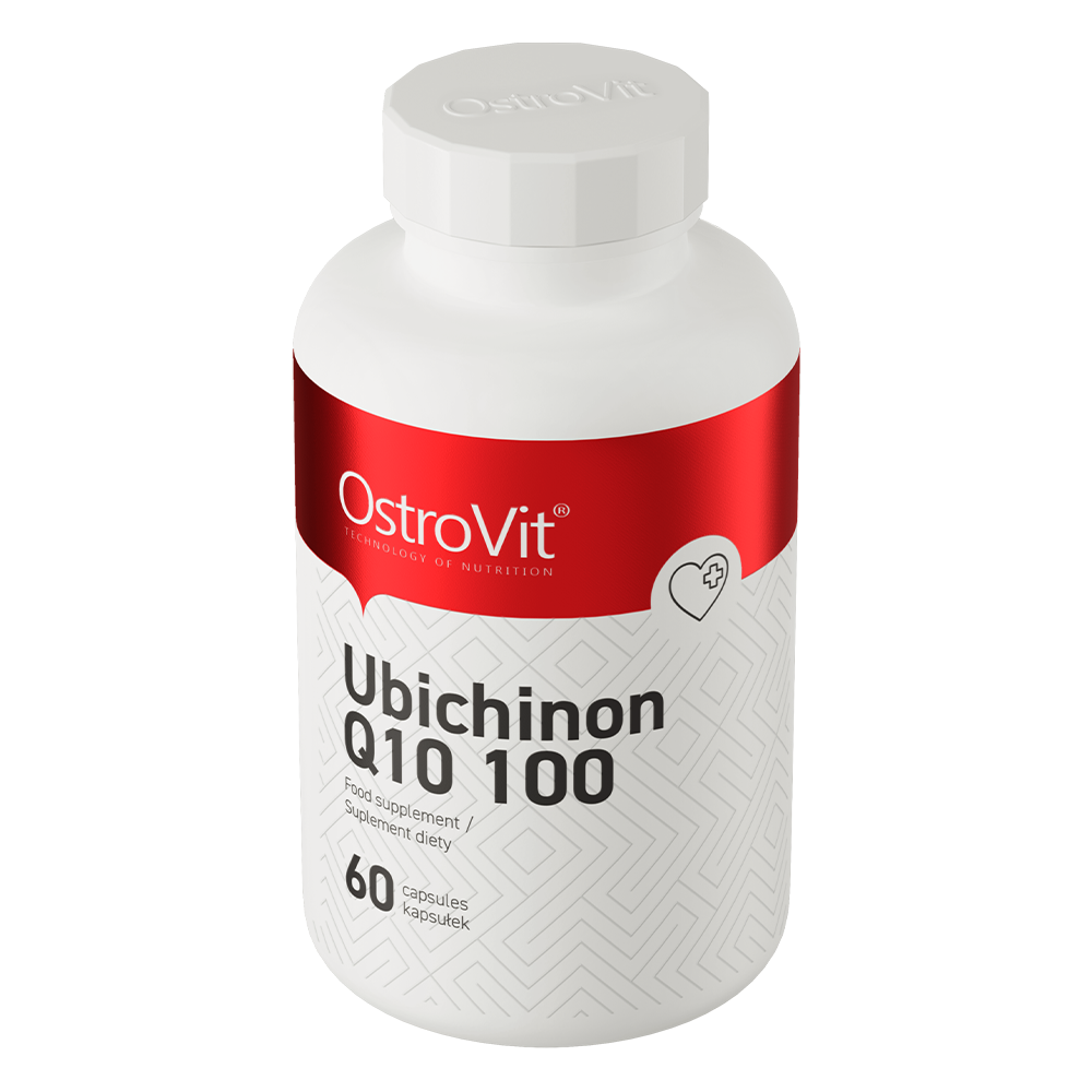 OstroVit Koenzim Q10 100 mg, 60 lágyzselatin kapszula, Ubiquinone, hátoldali címke és termékinformációk