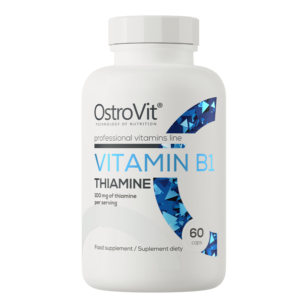 OstroVit B1-vitamin tiamin 100 mg, 60 kapszula, Vitamin B1 Thiamine, elülső csomagolás