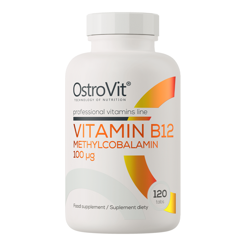 OstroVit B12-vitamin metilkobalamin 100 µg, 120 tabletta, Methylcobalamin, elülső csomagolás
