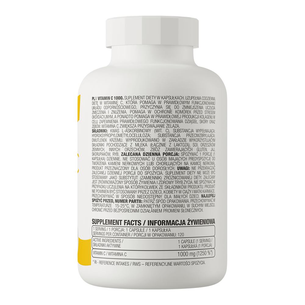 OstroVit C-vitamin 1000 mg, 120 kapszula, Vitamin C, összetevők és adagolási információk
