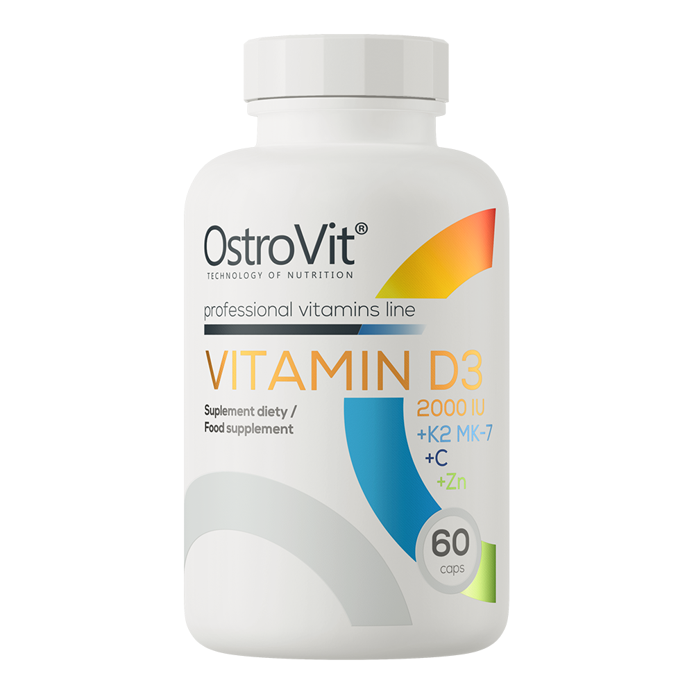 OstroVit D3 + K2 MK-7 + C-vitamin + Cink, 60 kapszula, elülső csomagolás