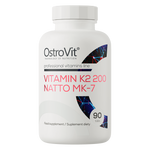 OstroVit K2-vitamin MK-7 Natto 200 µg, 90 tabletta, Vitamin K2 MK-7, hátoldali címke és termékinformációk