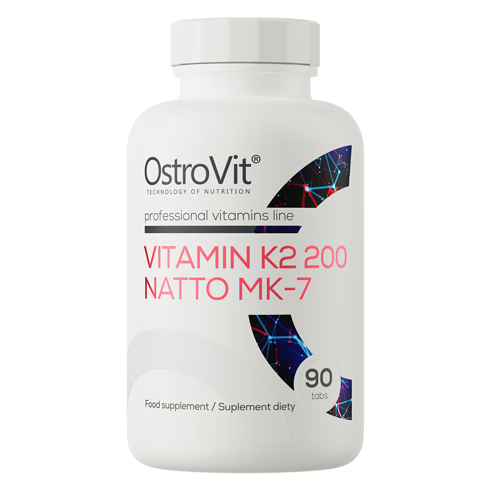 OstroVit K2-vitamin MK-7 Natto 200 µg, 90 tabletta, Vitamin K2 MK-7, hátoldali címke és termékinformációk