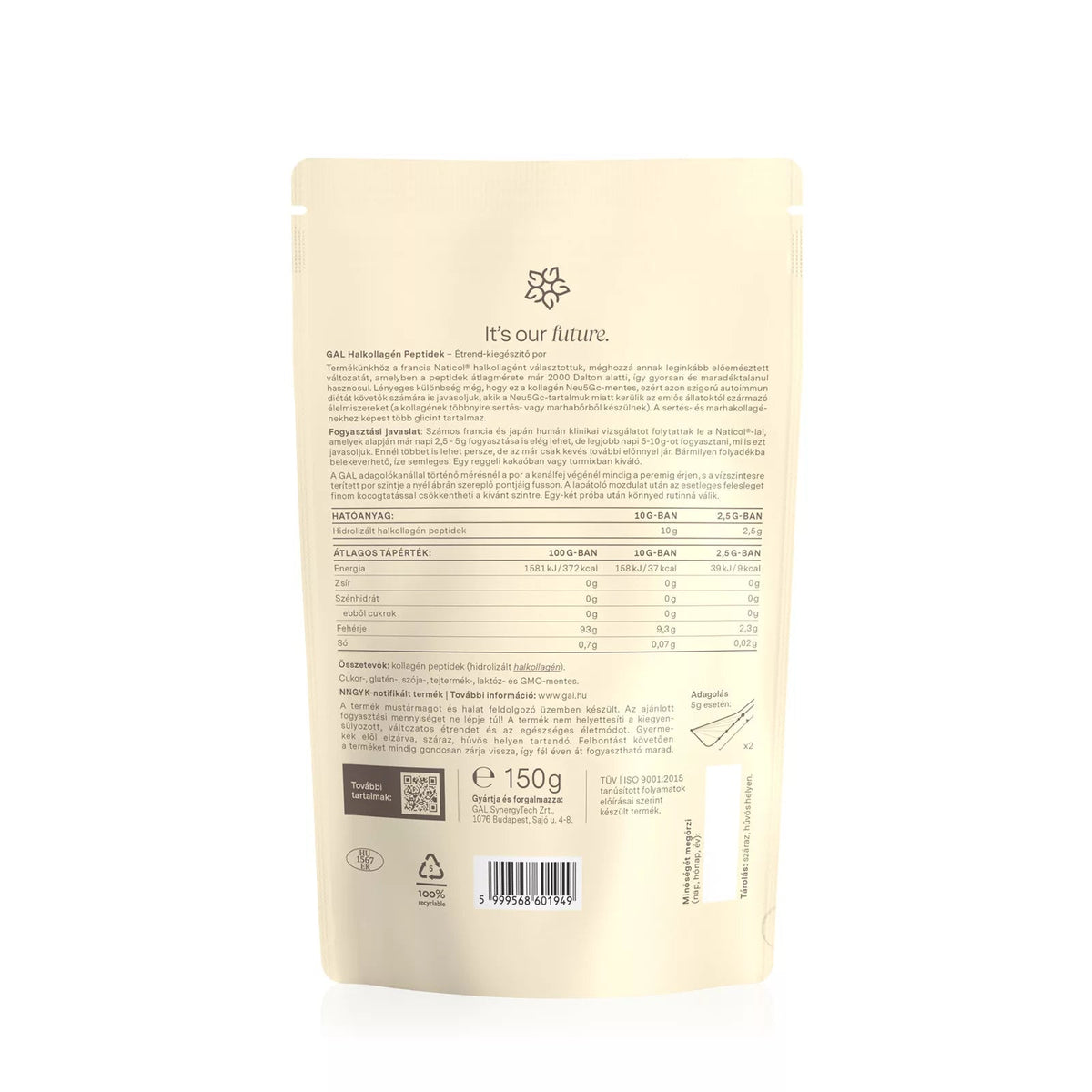 GAL Halkollagén peptidek, 150 g, elülső csomagolás