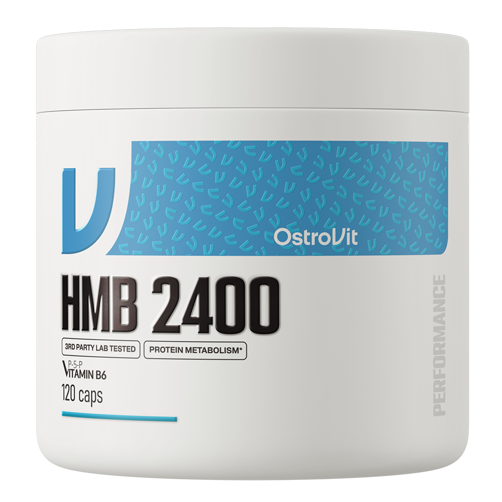 OstroVit HMB 2400 mg + B6, 120 kapszula, Beta-Hydroxy-Beta-Methylbutyrate, elülső csomagolás