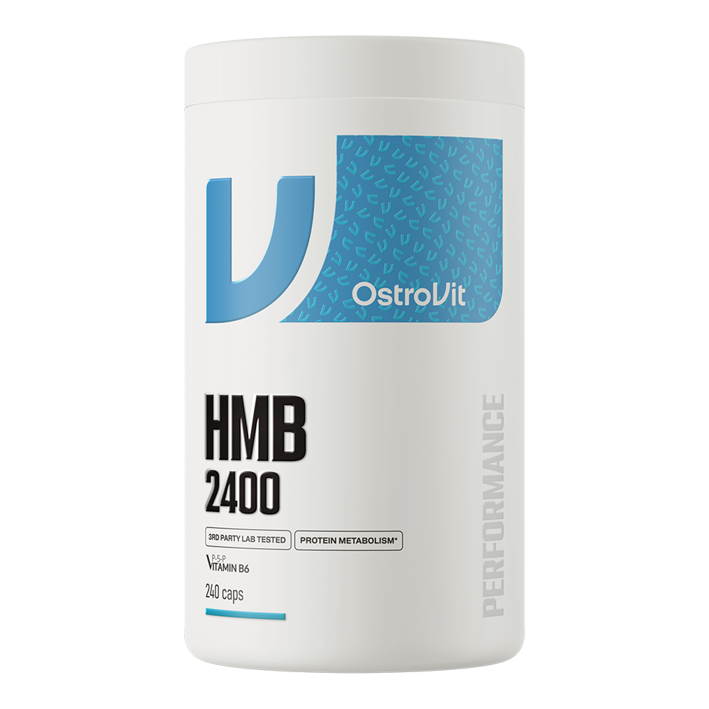 OstroVit HMB 2400 mg + B6, 240 kapszula, Beta-Hydroxy-Beta-Methylbutyrate, elülső csomagolás