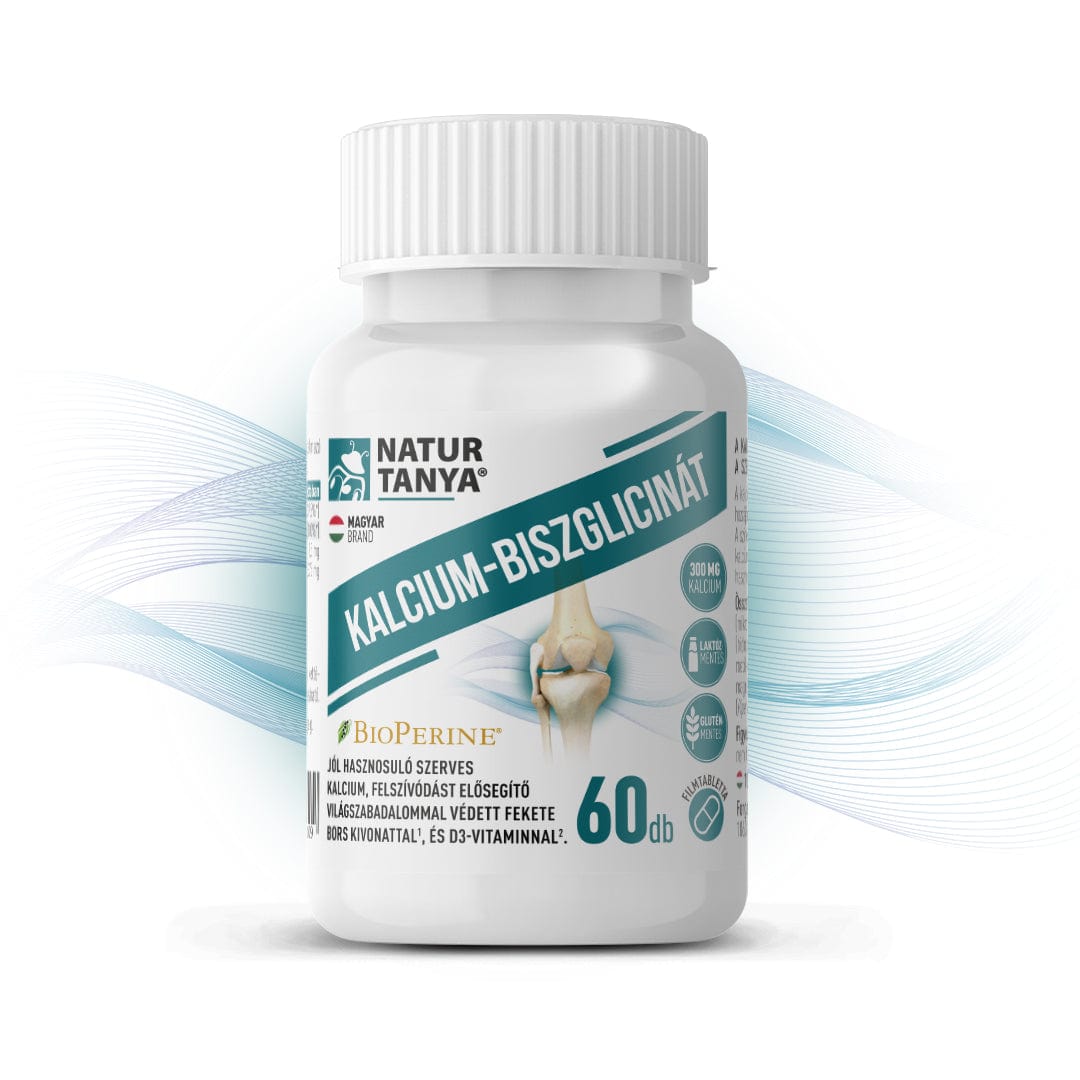 Natur Tanya Kalcium-biszglicinát 300 mg, 60 kapszula, Calcium Bisglycinate + BioPerine + D3, elülső csomagolás