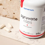 Nutriversum Pyruvate piruvát 600 mg, 90 kapszula, Calcium Pyruvate, hátoldali címke és termékinformációk