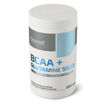 OstroVit BCAA + Glutamin 5500 mg, 300 kapszula, BCAA + L-Glutamine, hátoldali címke és termékinformációk