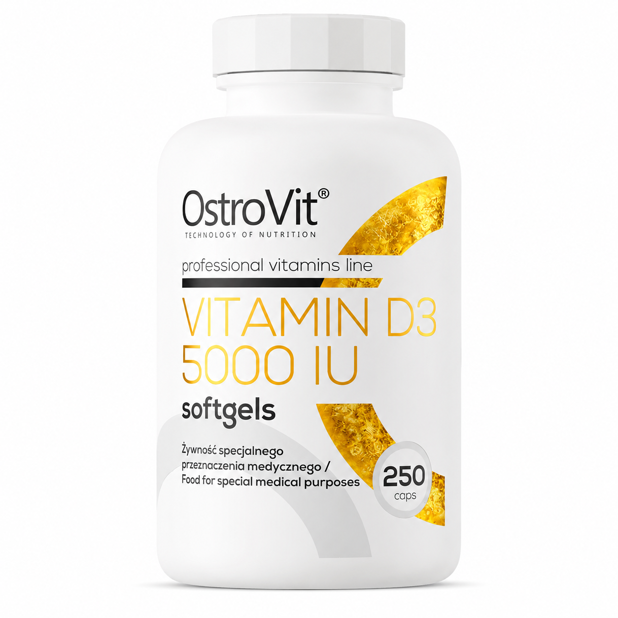 OstroVit D3-vitamin 5000 NE 250 lágyzselatin kapszula, doboz elölnézetből