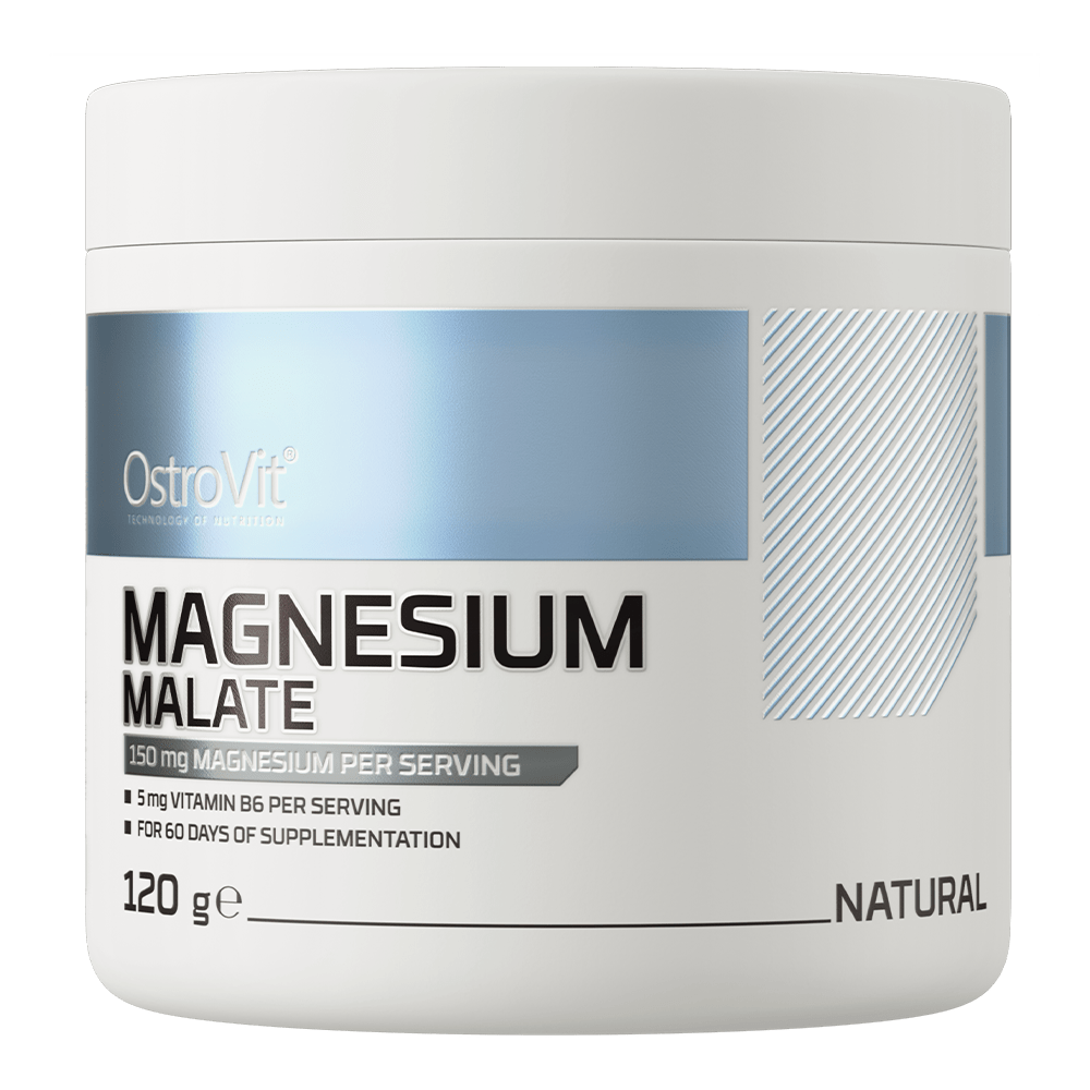 OstroVit Magnézium-malát por, Ízesítetlen, 120 g, Magnesium Malate, elülső csomagolás