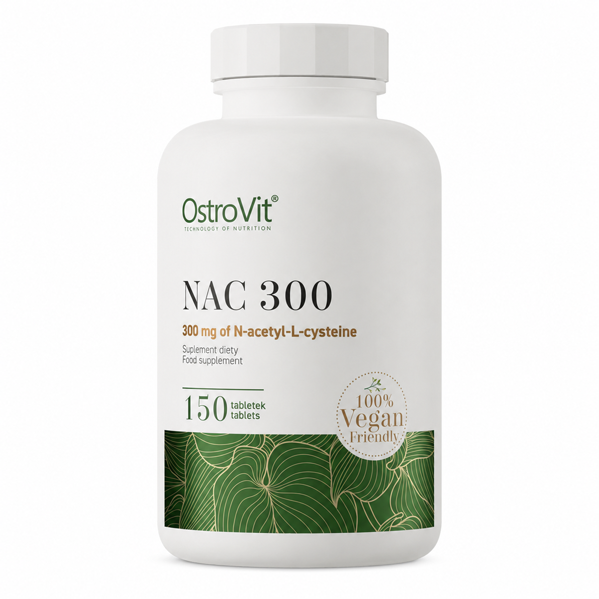 OstroVit NAC 300 mg (vegán) 150 tabletta, doboz elölnézetből