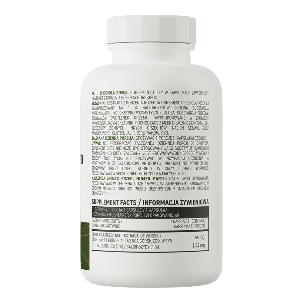 OstroVit Rhodiola Rosea 500 mg, 60 kapszula, összetevők, tápértékadatok és adagolás