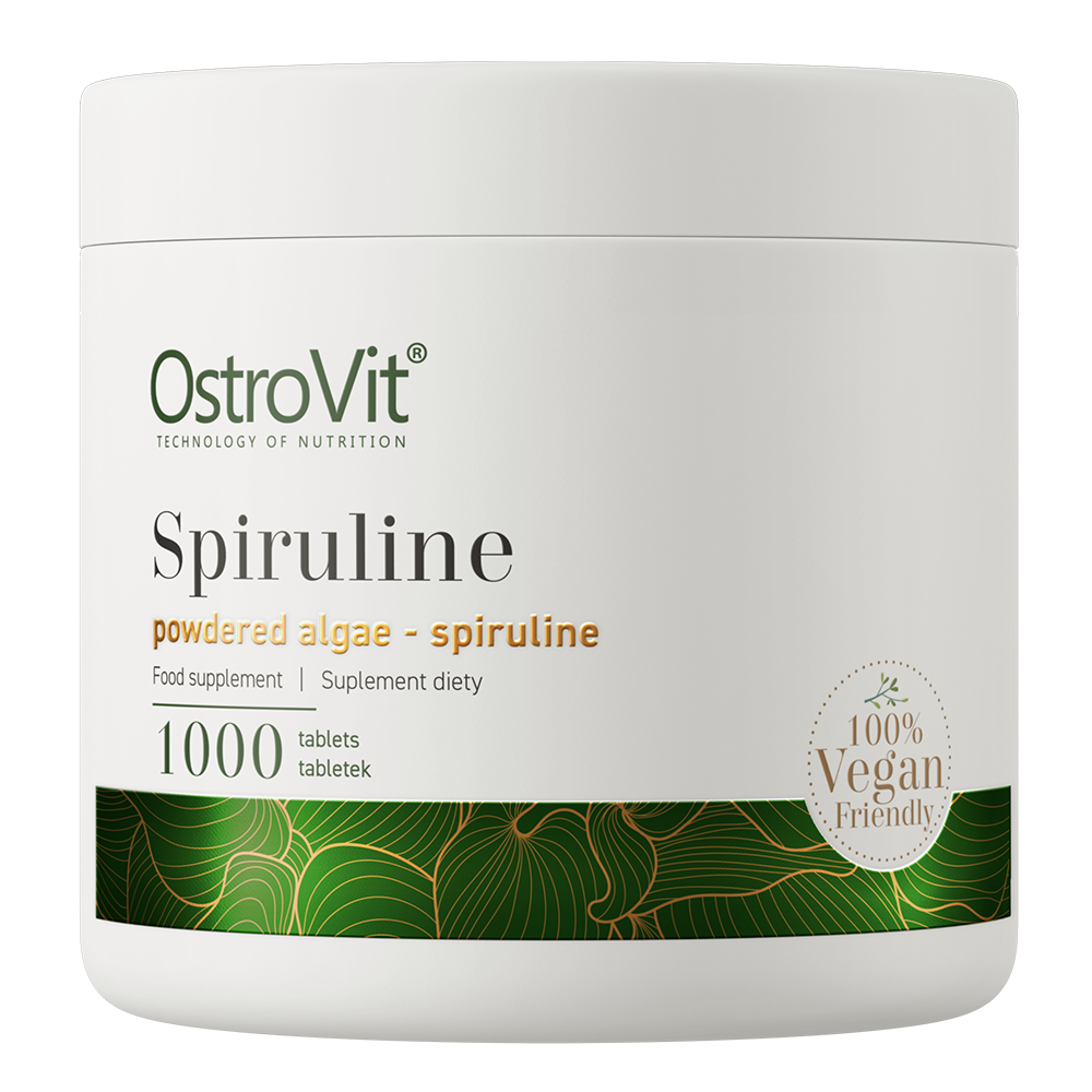 OstroVit Spirulina vegán, 1000 tabletta, elülső csomagolás