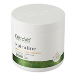 OstroVit Spirulina vegán, 1000 tabletta, hátoldali címke és termékinformációk