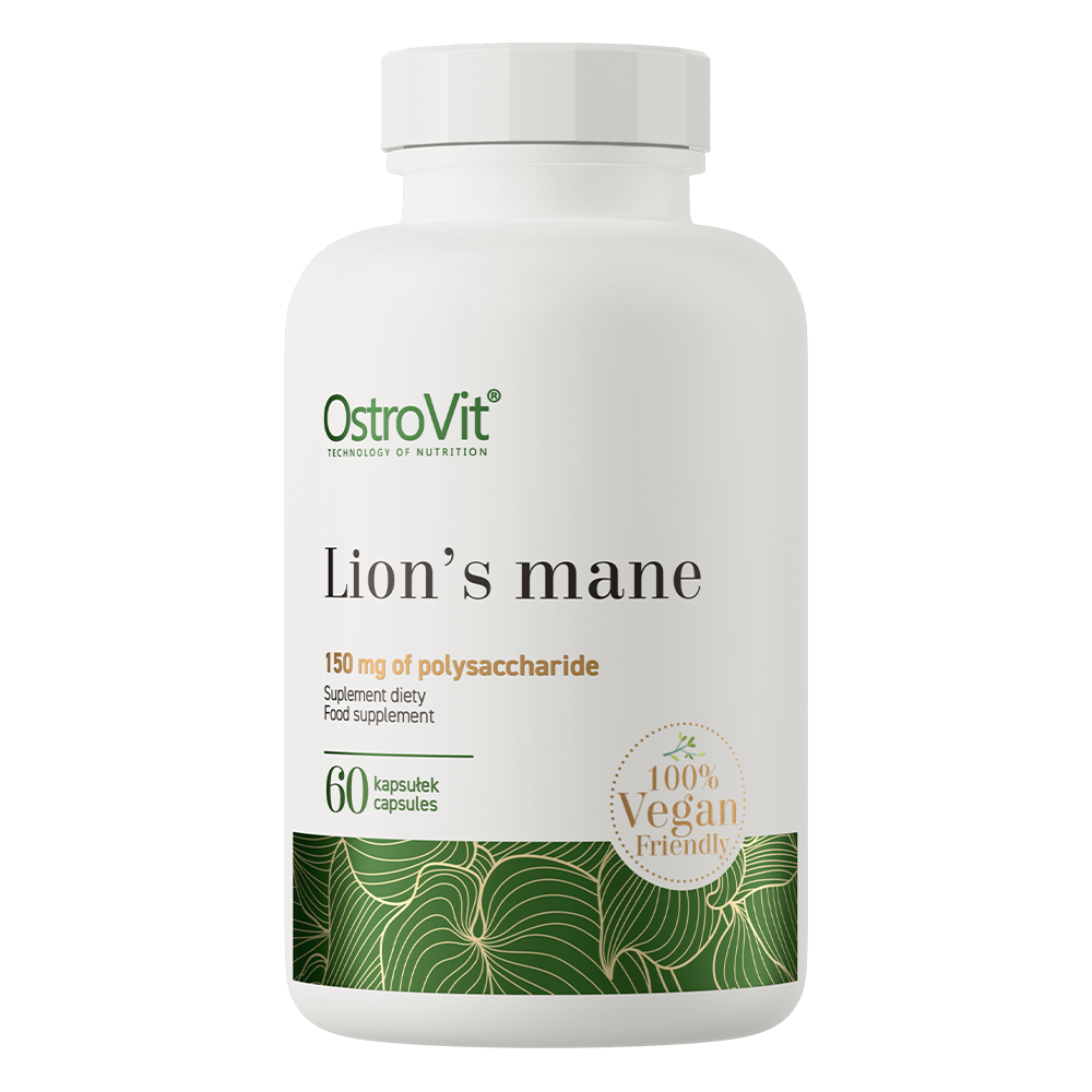 OstroVit Süngomba kivonat 1000 mg vegán, 60 kapszula, Lion's Mane, elülső csomagolás