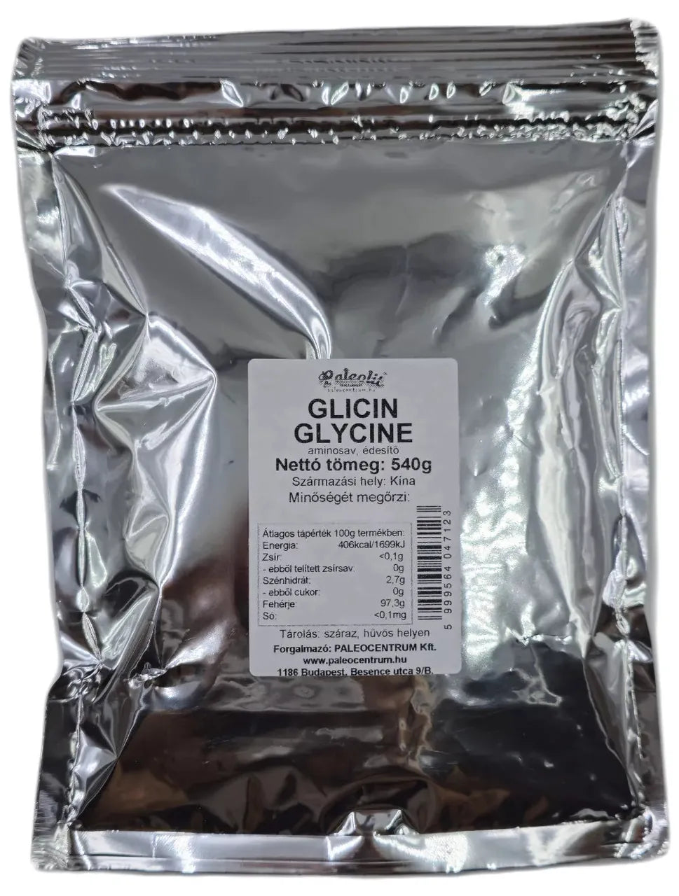 Paleolit 100% glicin por, 540 g, elülső csomagolás