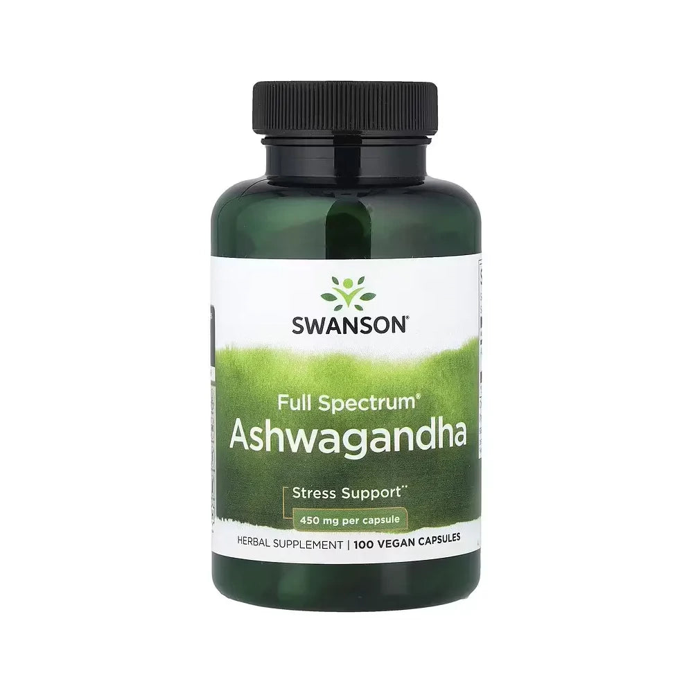 Swanson Full Spectrum Ashwagandha, 100 vegán kapszula, elülső csomagolás