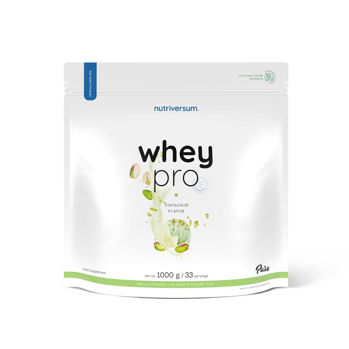 Nutriversum - Whey Pro tejsavófehérje-por, pisztácia – 1000 g — Nutrio.hu