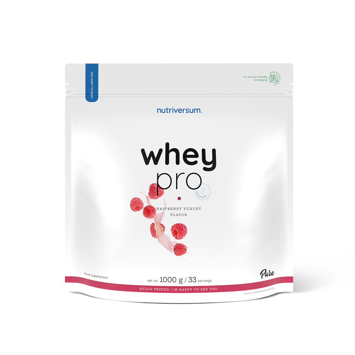 Nutriversum - Whey Pro tejsavófehérje-por, málna-joghurt – 1000 g — Nutrio.hu