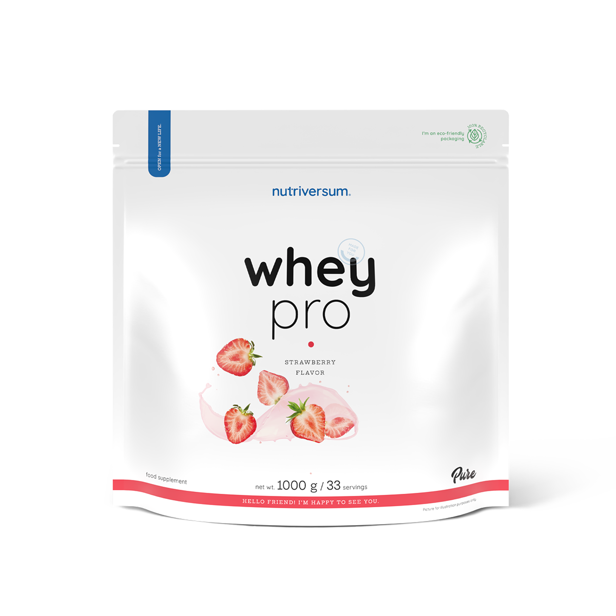 Nutriversum - Whey Pro tejsavófehérje-por, eper – 1000 g — Nutrio.hu